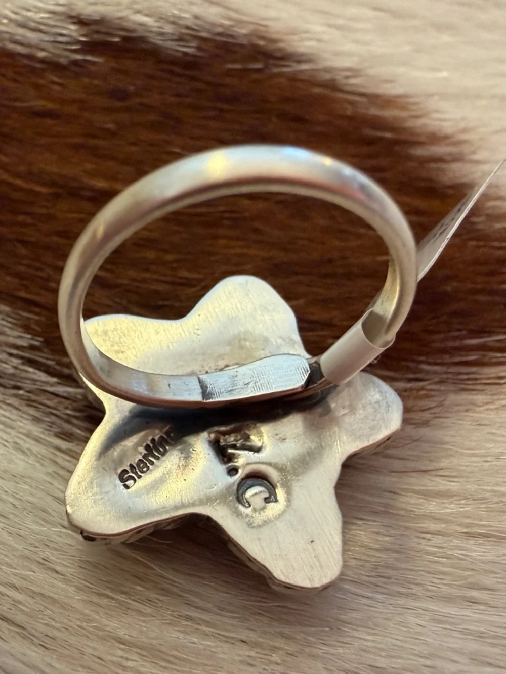 ❤️ Signed “Larson Chee” Kingman Turquoise Star Navajo Native American ADJ RING - Picture 5 of 15